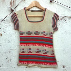 Vintage 60s/ 70s short sleeve knit top